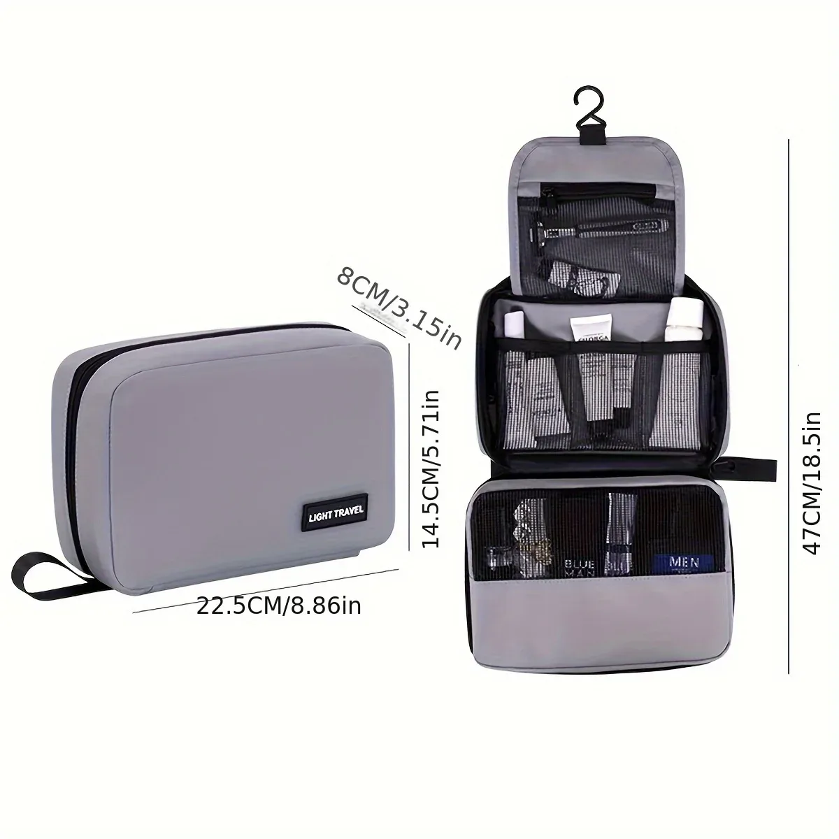 trousse de toilette pliable pour hommes, voyage d'affaires, plusieurs poches, étuis de maquillage cosmétiques, organisateur de rangement suspendu, sac de lavage