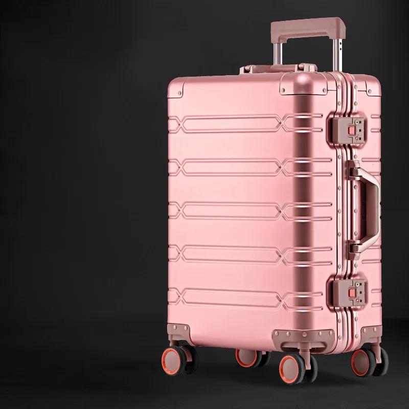 valise de voyage en alliage d'aluminium et de magnésium 100%, bagage roulant, chariot de 20/24/29 pouces, valise de cabine à main