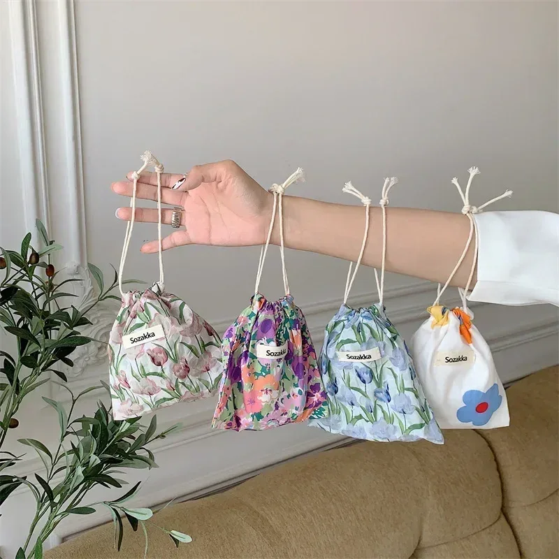 sac de rangement pour cosmétiques de voyage pour femmes, sacs à main de maquillage mignons, portefeuille kawaii grill floral, rouge à lèvres, porte-monnaie en poudre, petit