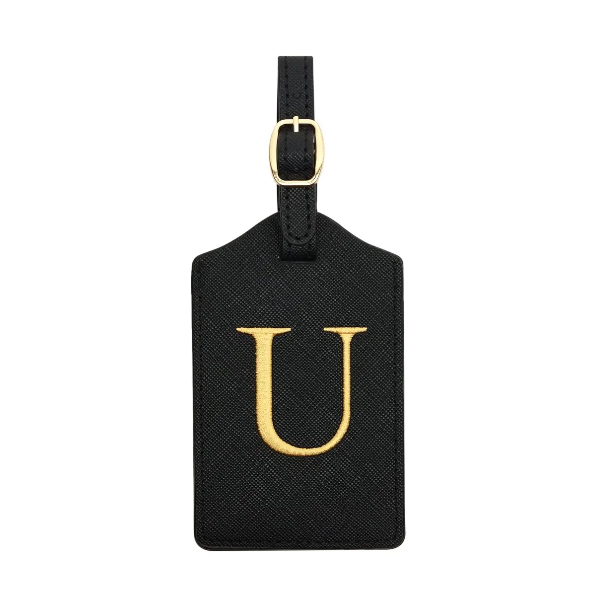 étiquette de bagage en cuir pu pour voyage-étiquette d'identification de valise durable avec couverture de confidentialité et fente pour carte nominative (a-z) liu
