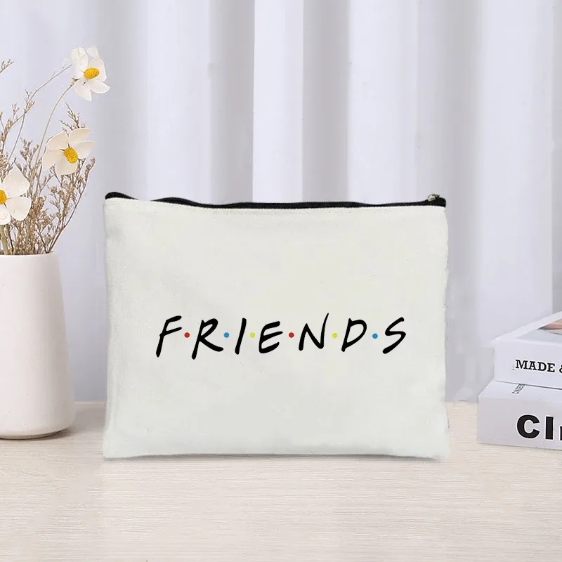émission de télévision amis voyage organisateur cosmétique kawaii trousse de maquillage pour femmes sac à main écologique toile trousse à crayons maquillage pochette sacs