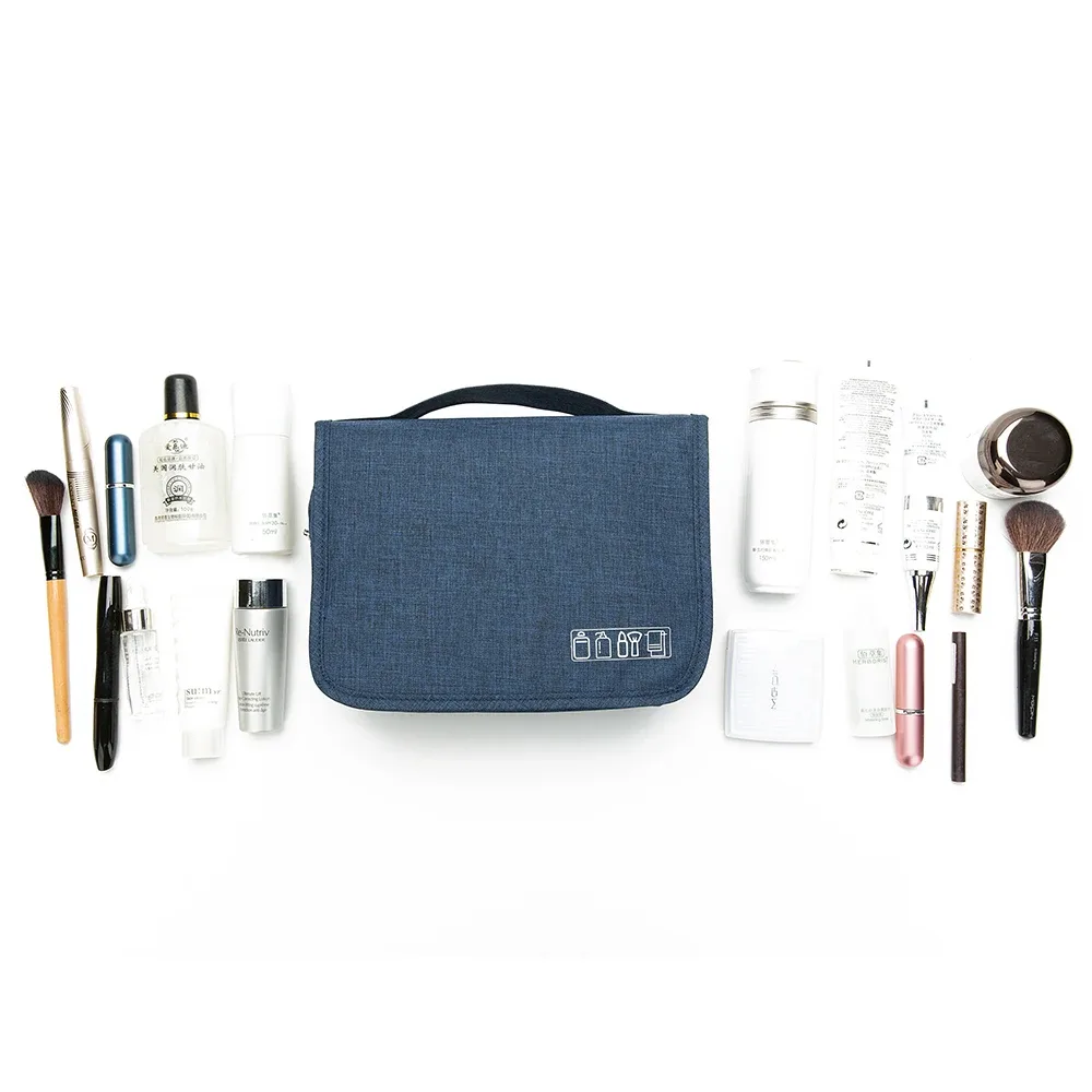 sac à cosmétiques de voyage portable, trousse de toilette étanche de grande capacité avec crochet de suspension pour hommes et femmes, sac de rangement de salle de bain