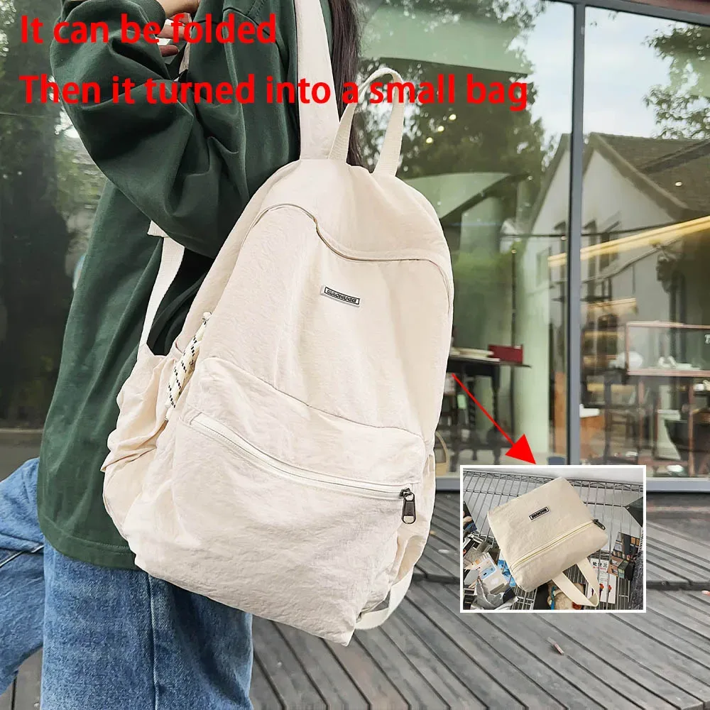 2025 nouveau sac à dos pliable pour femmes, sac à dos de grande capacité, sac à dos d'ordinateur version coréenne simple