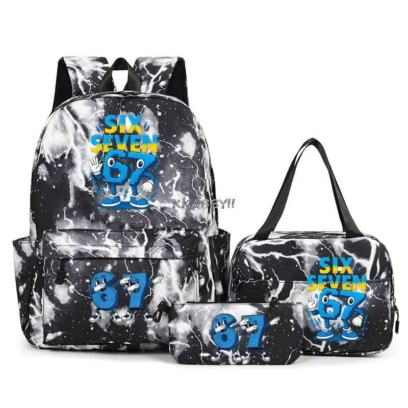 lot de 3 sacs à dos imprimés 67 six seven, style simple, légers, pour garçons et filles, sacs d'école amusants avec le numéro 67, sacs de voyage, mochilas