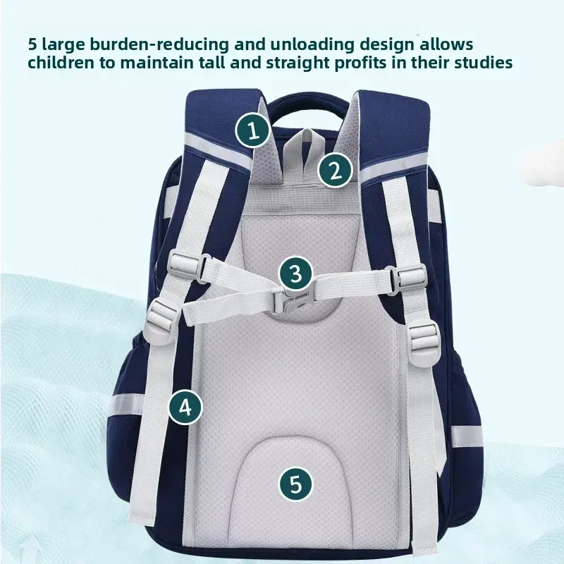 sac à dos d'école pour enfants de la 1re à la 6e année, pour garçons et filles, tissu oxford léger, imperméable et durable, avec design ergonomique