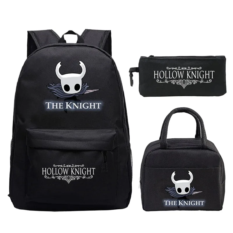 lot de 3 sacs à dos game hollow knight, sac à déjeuner et trousse à crayons, sac d'école léger pour garçons et filles, sac à dos de voyage pour étudiants, sac à dos pour ordinateur portable et livres