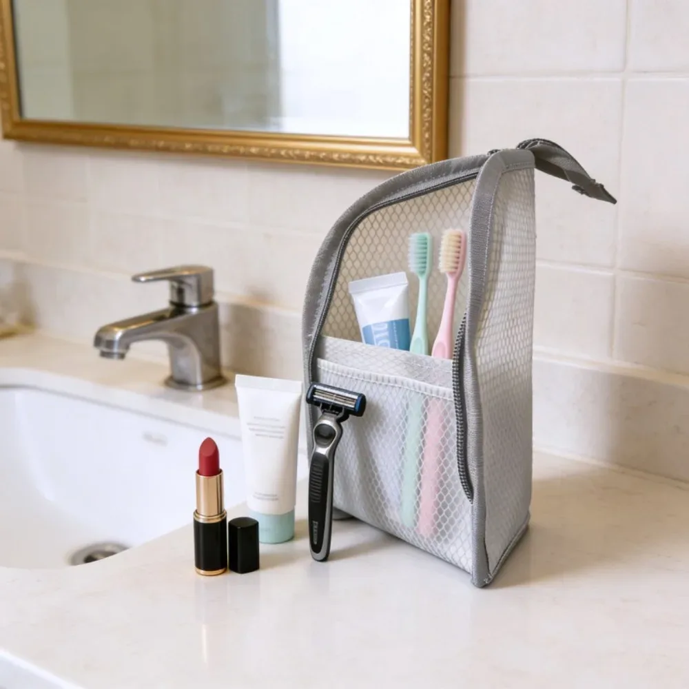 sac à cosmétiques en maille eva, 1/2 pièces, sac de rangement de voyage, organisateur de maquillage, pochette de maquillage pour femme, trousse de toilette portable, étui de beauté