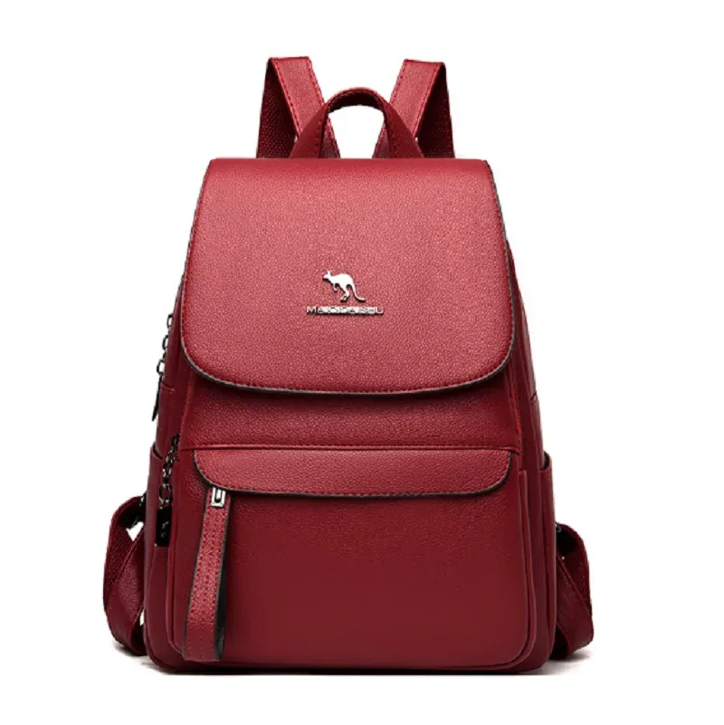 nouveau créateur de mode coréen pour femmes sac à dos en cuir souple grande capacité double sacs à bandoulière sac d'école sacs à dos de voyage décontractés