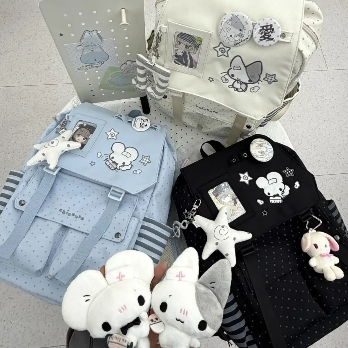 Sac à dos grande capacité style japonais avec oreilles de lapin mignonnes, sac Ita Kawaii, sacs de rangement, sac d'école pour étudiants, sac de voyage, sac pour femme