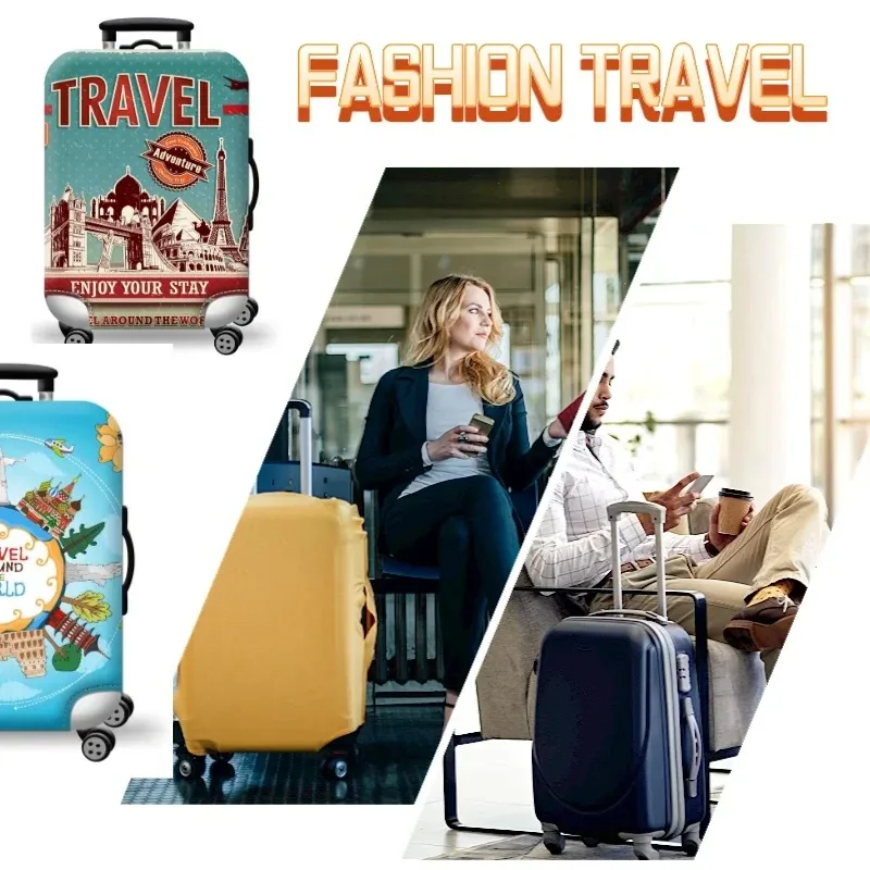 housse de protection pour bagages en tissu extensible, étui anti-poussière pour bagages, adapté à la valise de 18 à 32 pouces, organisateur de voyage