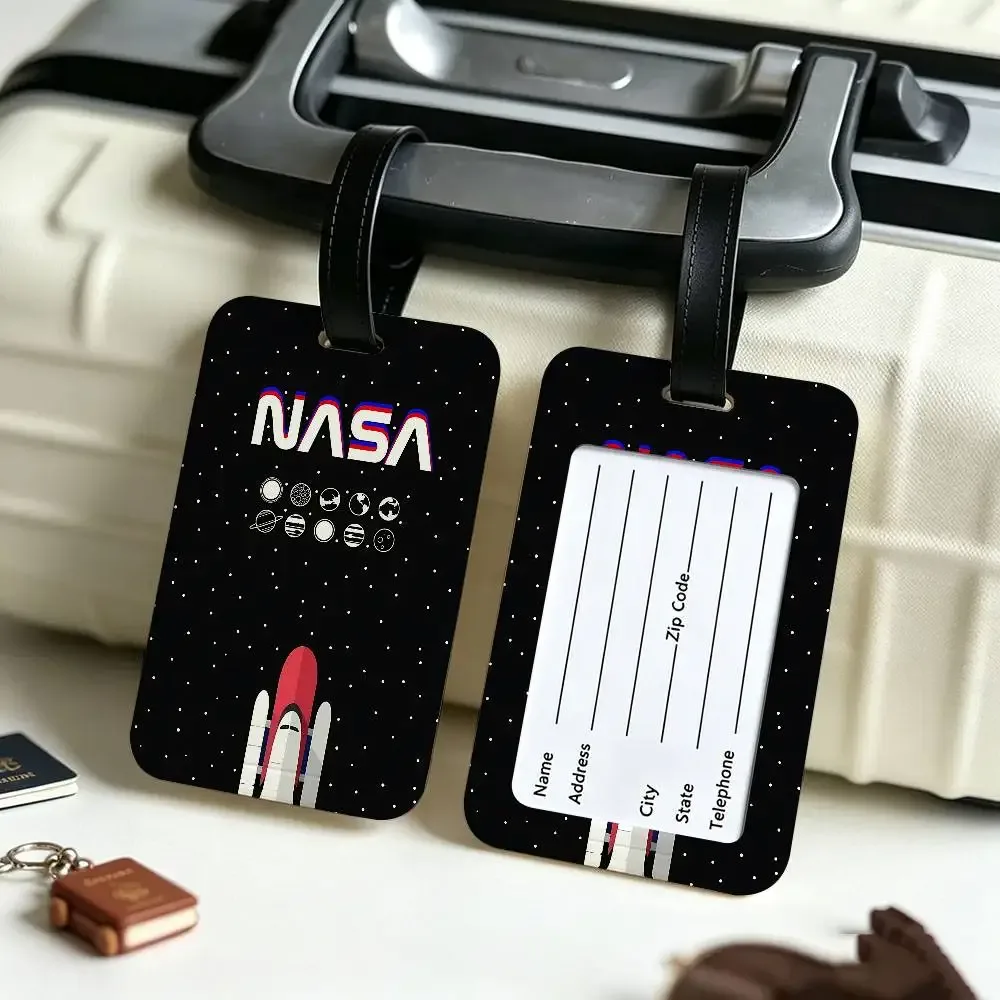étiquette de bagage en pvc avec logo usa n-nasas, accessoire de voyage, design anti-perte, pochette détachable pour carte d'information