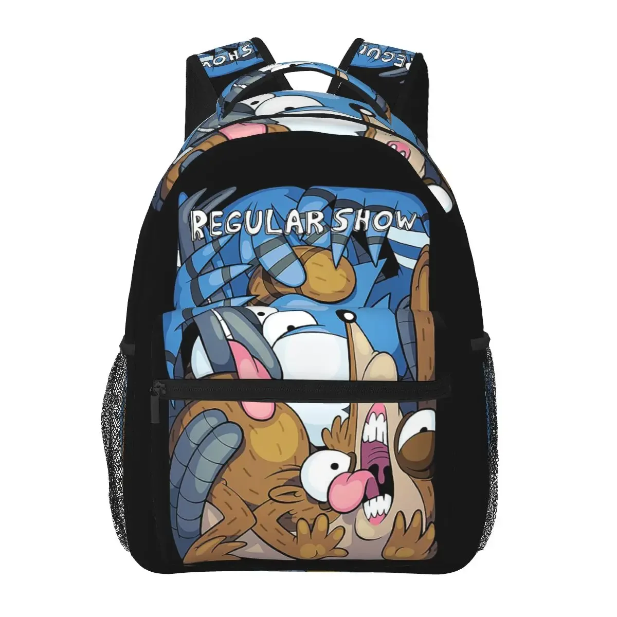 mordecai and rigby regular show – sacs à dos graphiques avec personnages de dessins animés, cartable pour garçons et filles, sacs d'école, sac à dos de voyage, sac à bandoulière