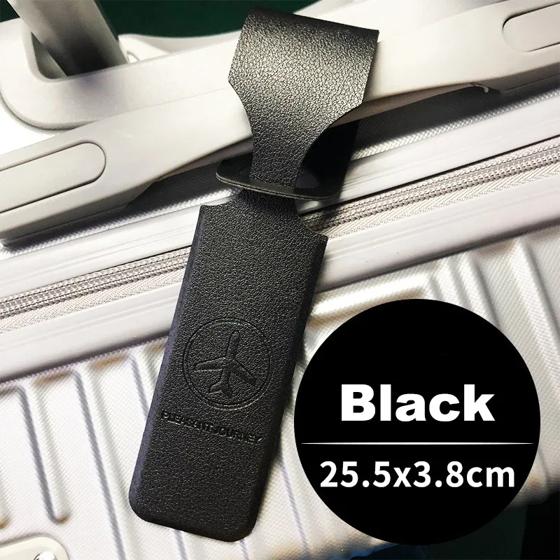 étiquette de bagage en cuir pu pour hommes et femmes, étiquette d'identification portable, étiquettes de bagage de valise, porte-adresse d'identification de nom, accessoires de voyage, 1pc
