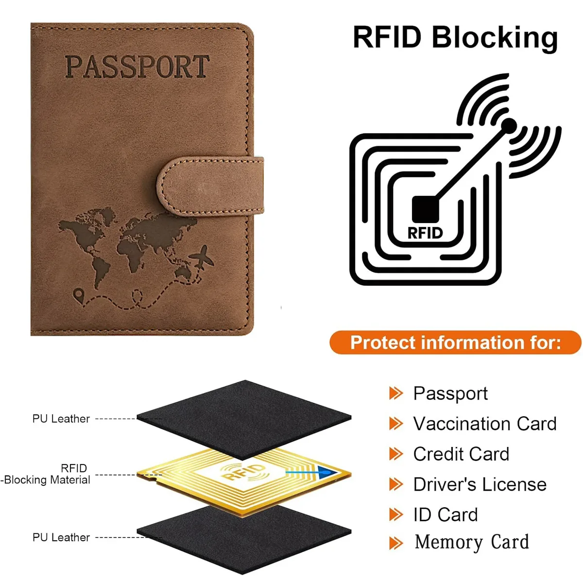 porte-passeport pour voyage essentials, étui portefeuille pour accessoires de voyage, porte-livres de passeport pour femmes/hommes