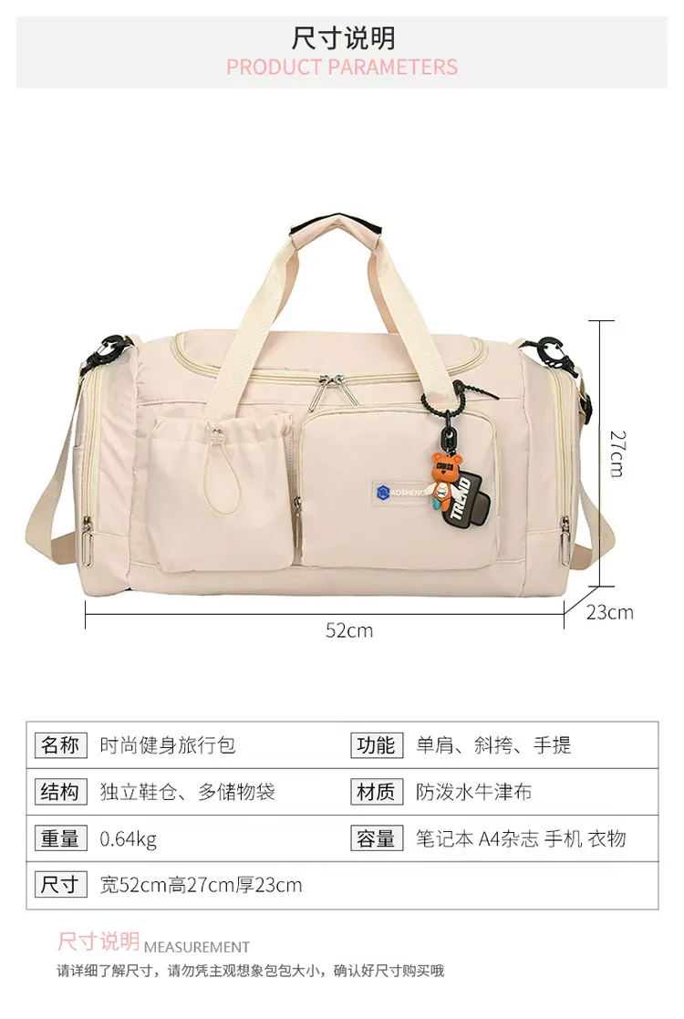 sac de voyage à main de grande capacité pour week-end, sacs de sport de nuit avec compartiment à chaussures, sac de sport, de fitness pour femmes