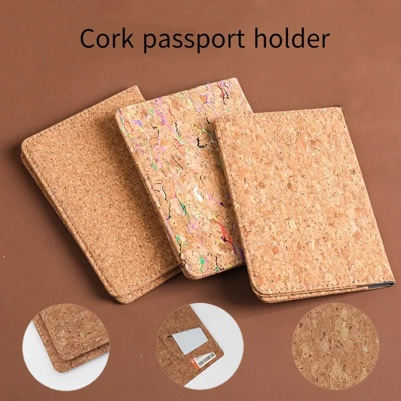Porte-passeport en liège, étui pour passeport en cuir Grain de bois, sac pour cartes Portable