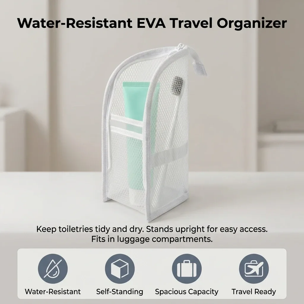 trousse de toilette autoportante en eva, étanche, organisateur de voyage portable, pochette de lavage pour cosmétiques, idéale pour les voyages d'affaires et les escapades de fin de semaine.
