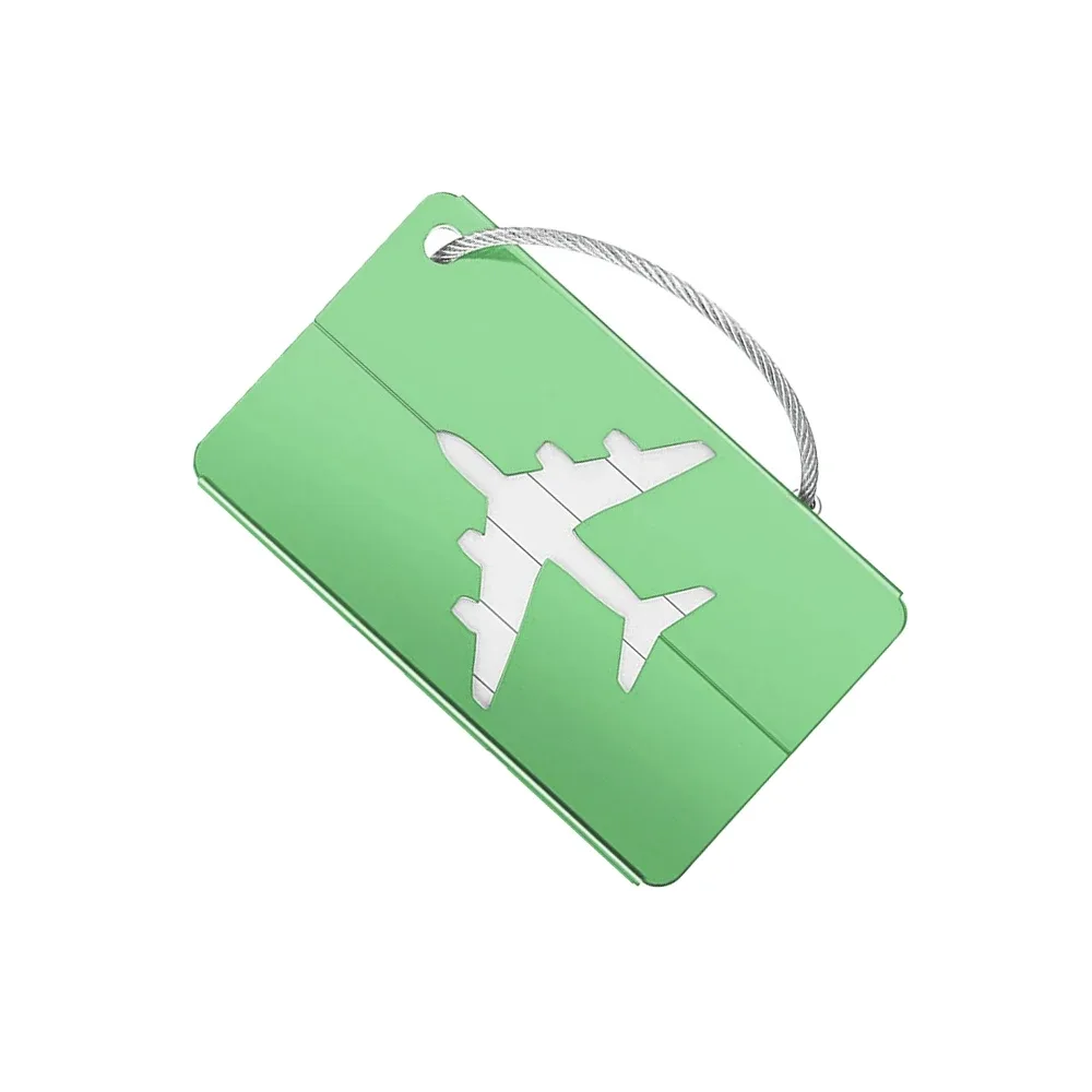 étiquette de bagage de voyage en alliage d'aluminium, étiquette suspendue pour valise, avion avec nom, cartes d'identité, anti-perte, couleur unie, accessoires de voyage.zmt
