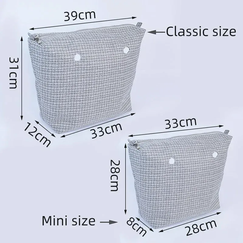 organisateur classique en toile de lin tanqu, doublure intérieure en tissu pour obag mini o bag, accessoire pour sac à main femme