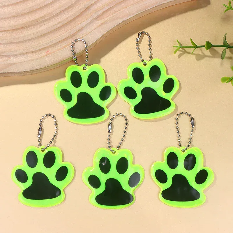 porte-clés réfléchissant patte, 10 pièces, sécurité nocturne en plein air, enfants, animaux de compagnie, sac à dos réfléchissant double face, accessoires pendentif