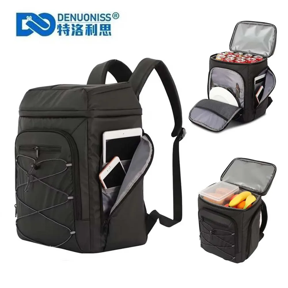 DENUONISS 23L sac de réfrigérateur grande capacité 30 canettes isolation sac à dos refroidisseur voyage plage bière livraison de nourriture sac étanche