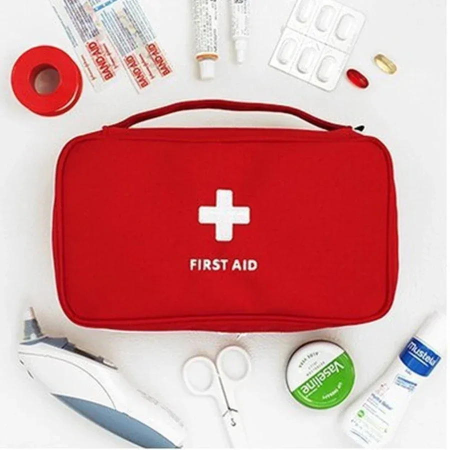 trousse de premiers secours en tissu oxford, portable, pour voyage, trousse d'urgence, sac de transport, sac médical d'extérieur, étui de rangement, rouge
