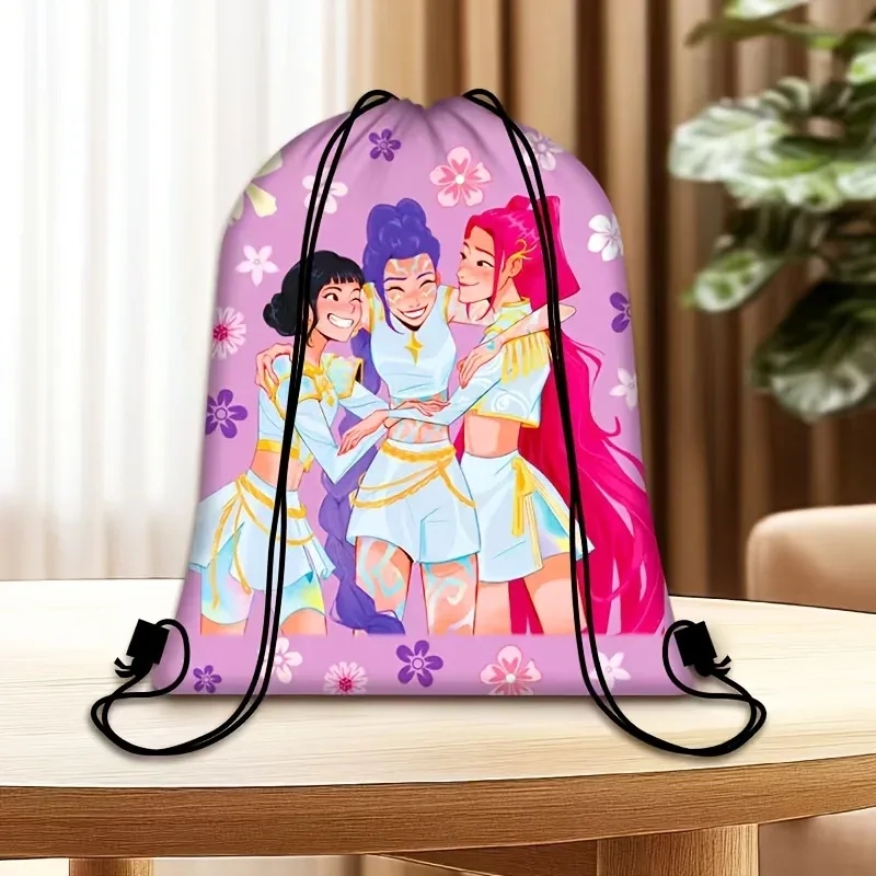 sac à dos à cordon imprimé dessin animé, sac de sport, sac de rangement pour étudiants, fans d'anime, cadeau décontracté quotidien, 1 pièce