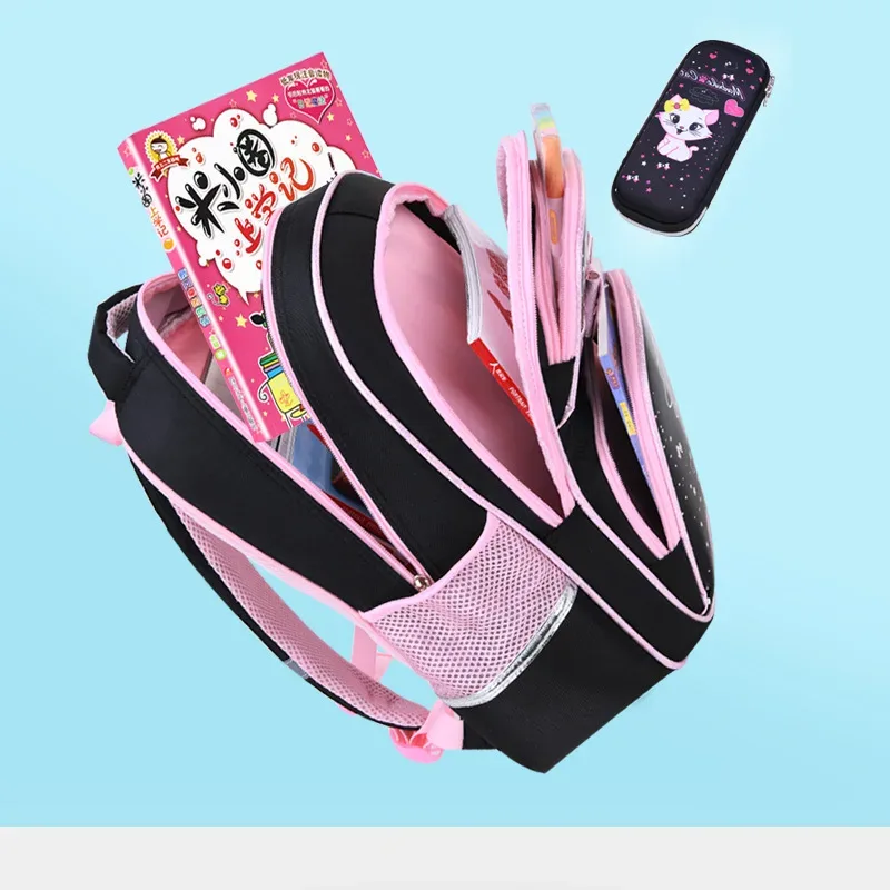 nouveau sac d'école primaire coréen en cuir pu 2020 mode filles mignonnes avec chat mignon sac à dos orthopédique étanche