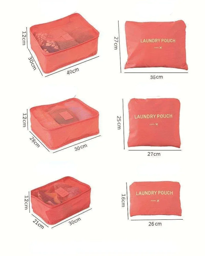 sac de rangement de voyage pour vêtements, ensemble de 6 pièces, pour garde-robe, valise en poudre, étui pour chaussures, cube d'emballage