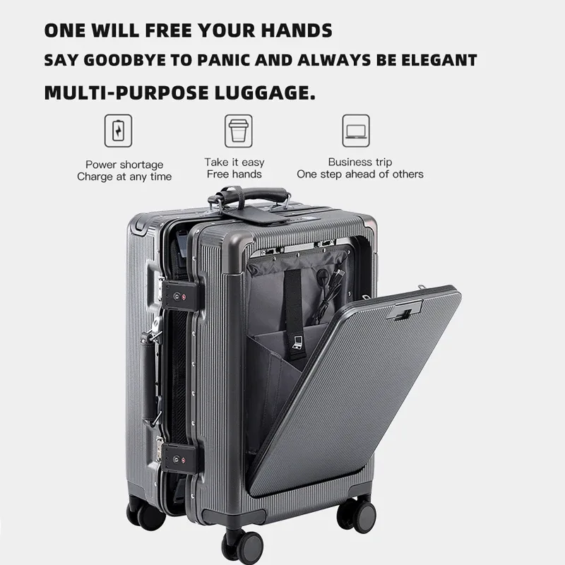 sushimu – bagage à roulettes large, ouverture frontale, multifonctionnel pour femmes, petite boîte d'embarquement légère de 20 pouces, valise pour hommes de 24 pouces
