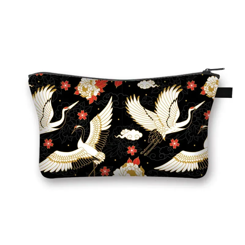 trousse à cosmétiques japonaise koi fish crane pour femmes, trousse de maquillage harajuku, sac de beauté pour filles, trousse de toilette cosmétique hip hop, dragon asiatique