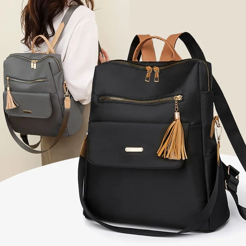 Sac à dos de voyage durable à plusieurs compartiments, sac antivol en tissu souple avec fermeture éclair métallique pour usage quotidien féminin
