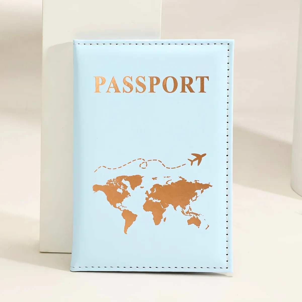porte-passeport personnalisé - nom/texte personnalisé avec design carte du monde, organisateur de voyage à ouverture facile pour passeport