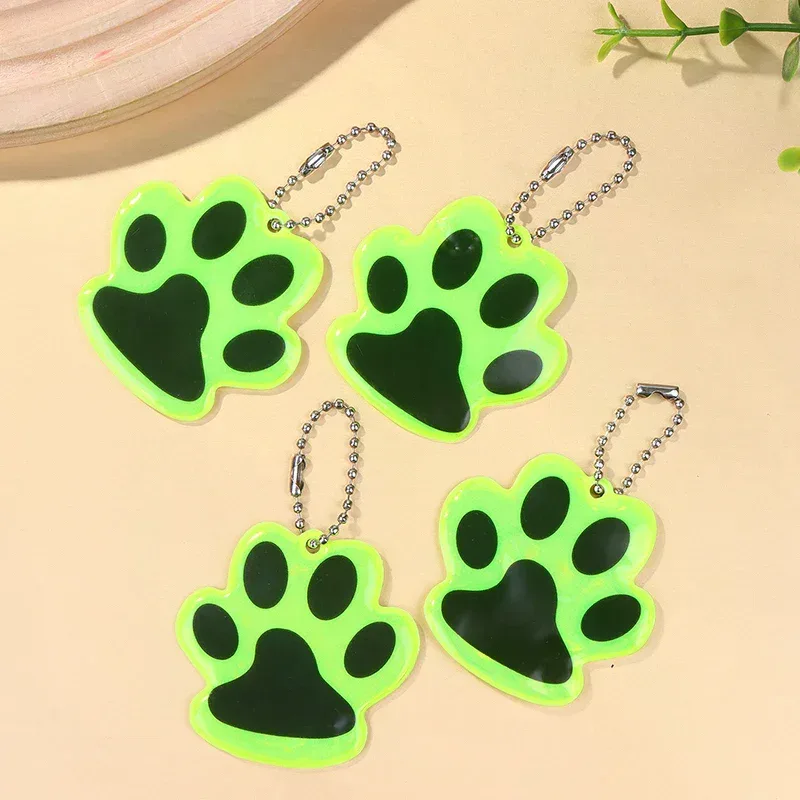 Porte-clés réfléchissant patte, 10 pièces, sécurité nocturne en plein air, enfants, animaux de compagnie, sac à dos réfléchissant Double face, accessoires pendentif