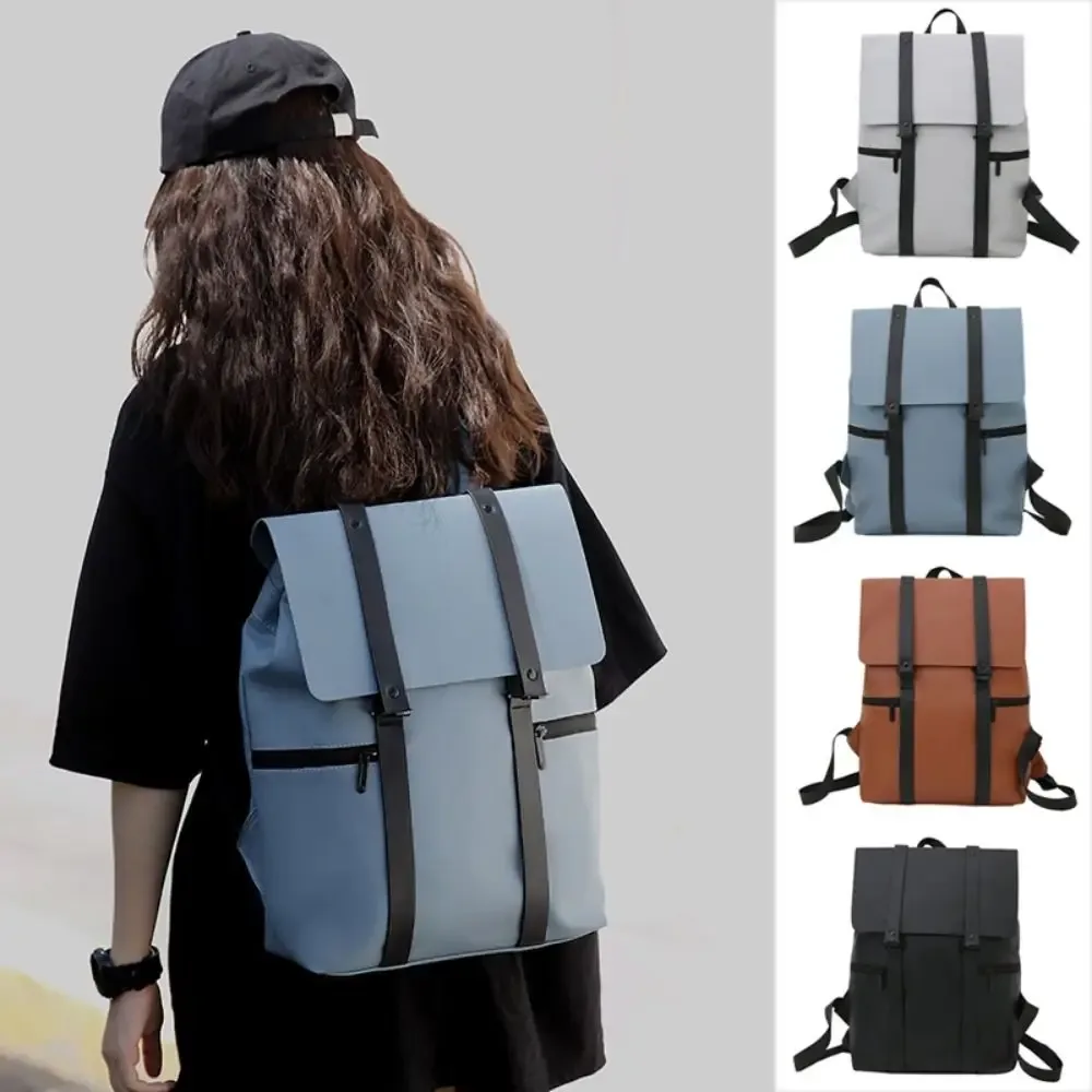 sacs d'école imperméables, sac à dos de voyage portable de couleur unie, bandoulière réglable, sacs à dos en cuir de grande capacité
