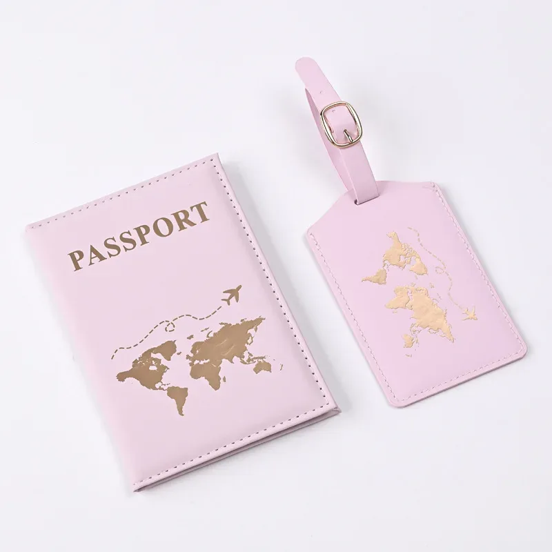 couvertures de passeport de modèle de carte d'unité centrale, ensemble d'étiquette de bagage, protecteur de passeport, étiquettes de bagage, portefeuille de passeport, clip de billet de vol, nouveau, 2024