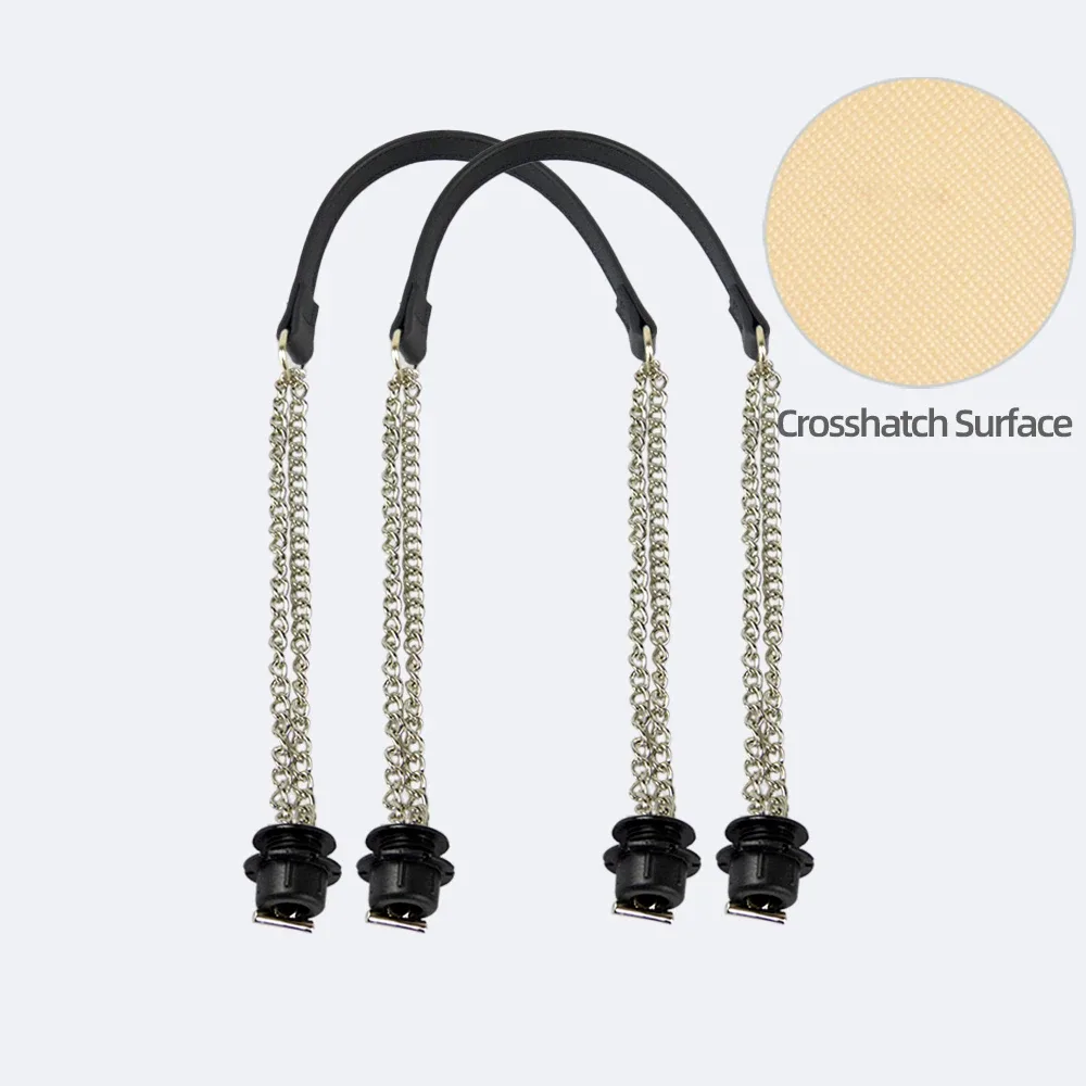 1 paire d'accessoires obag longues poignées en cuir sangles argent longue double chaîne sous les bras pour o sac fourre-tout femmes sacs à main à bandoulière
