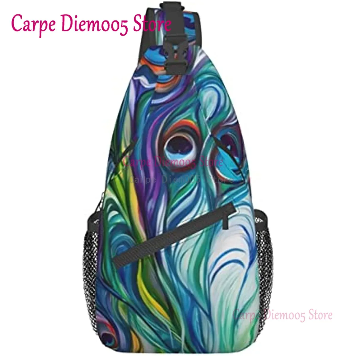 sac à bandoulière plume de paon, sac à dos de randonnée, sac de jour, sac de poitrine, sac à bandoulière pour femmes et hommes