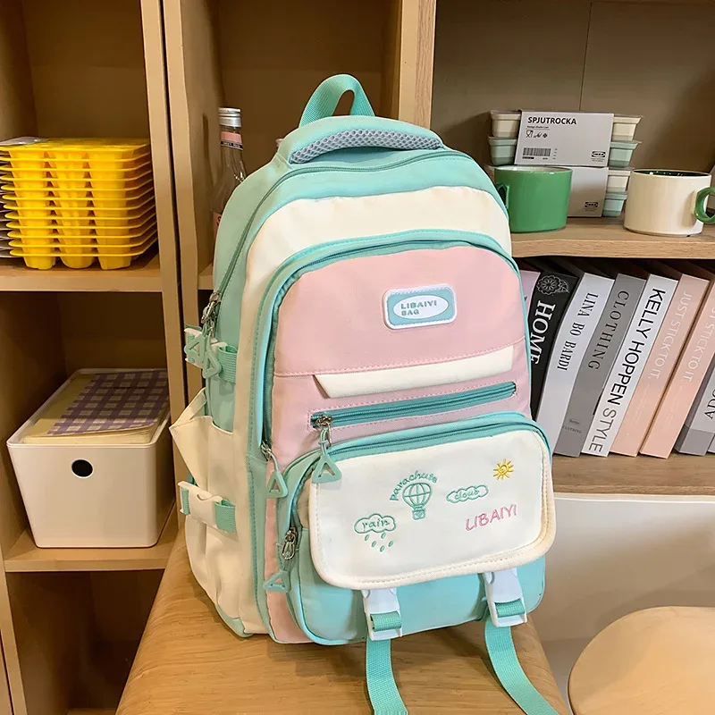 sac à dos quotidien de style coréen pour femmes, sac à dos de voyage en tissu nylon imperméable, sac d'école pour filles, sacs décontractés pour adolescents