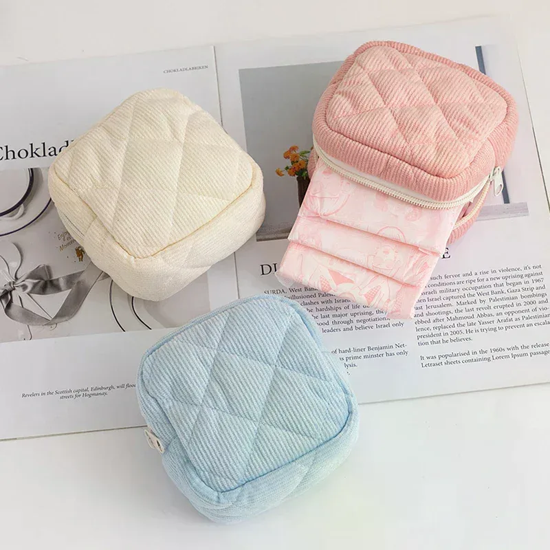 petite trousse de maquillage en velours côtelé, mini pochette à cosmétiques, sac essentiel avec fermeture éclair en métal pour sac à main, voyage et cadeaux