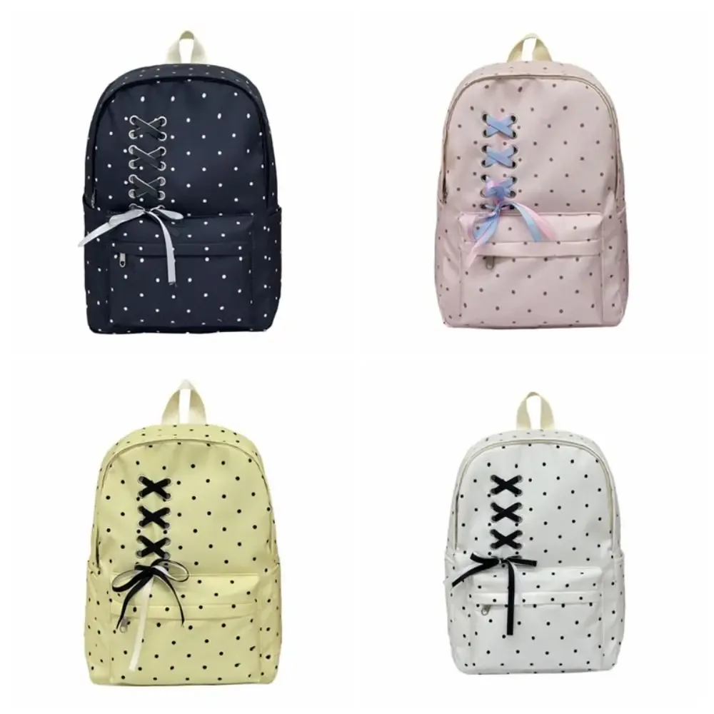 sac à dos décontracté à pois grande capacité, durable, pour étudiants, en polyester anti-rayures, en nylon, pour l'extérieur