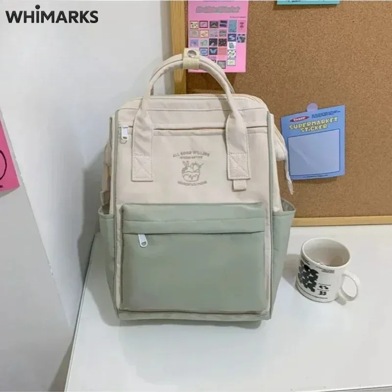 sac à dos imperméable whimarks, sac d'école mignon, couleur unie, grande capacité, pour loisirs, voyages, sports, rangement pour étudiants