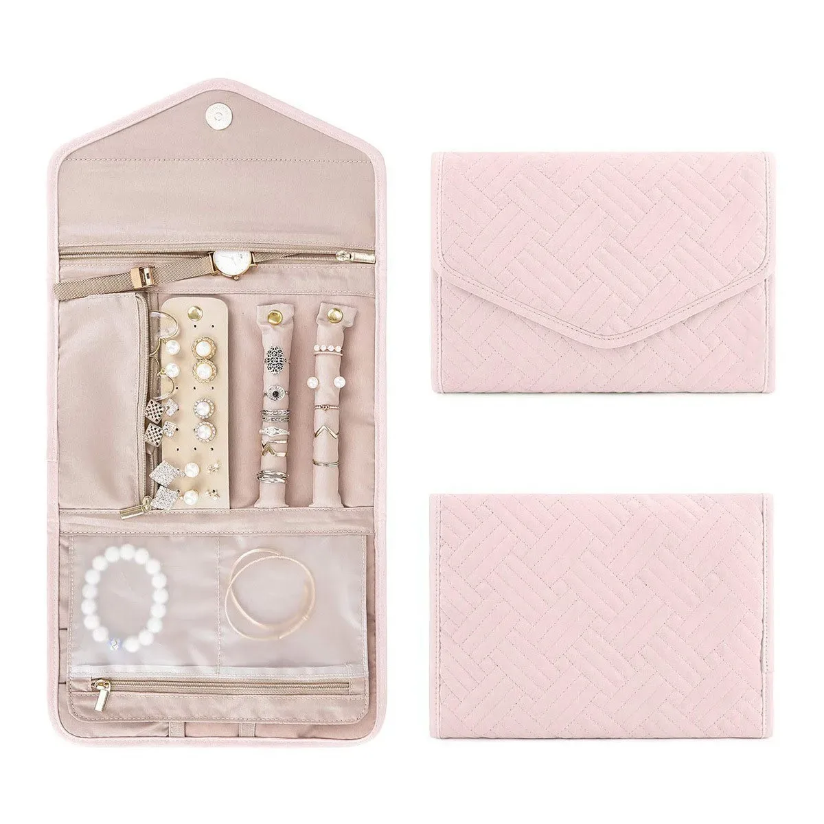 sac de rangement de bijoux pliable, sac à main portable, rangement de bijoux pour colliers, bagues, boucles d'oreilles, boîte à bijoux de voyage à domicile