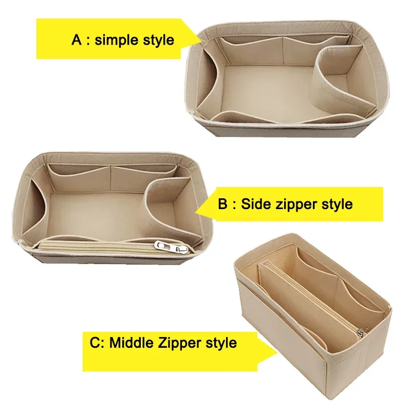 Insert organisateur de sac à main adapté pour Marc Jacobs le sac fourre-tout en cuir de toile petit moyen grand, doublure de sacs à main de poche intérieure