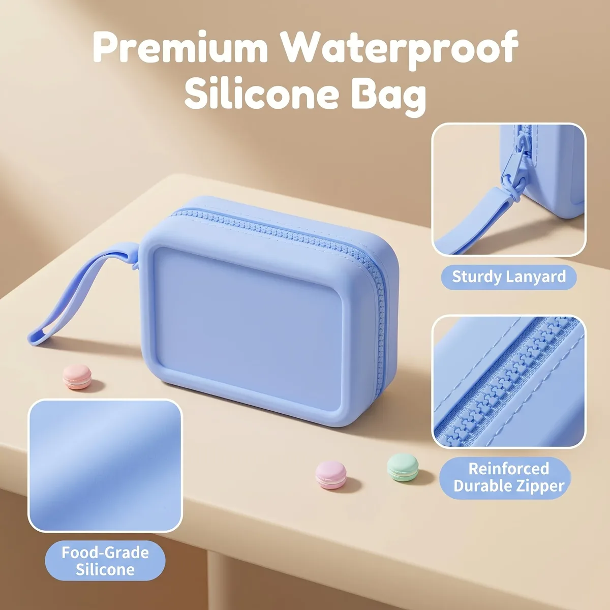 trousse de maquillage de voyage en silicone résistante à l'usure, adaptée aux cosmétiques et aux articles de toilette, réutilisable, facile à nettoyer, idéale pour les voyages et l'usage quotidien - cadeau de vacances parfait pour les femmes, les voyageuses et les passionnées de maquillage