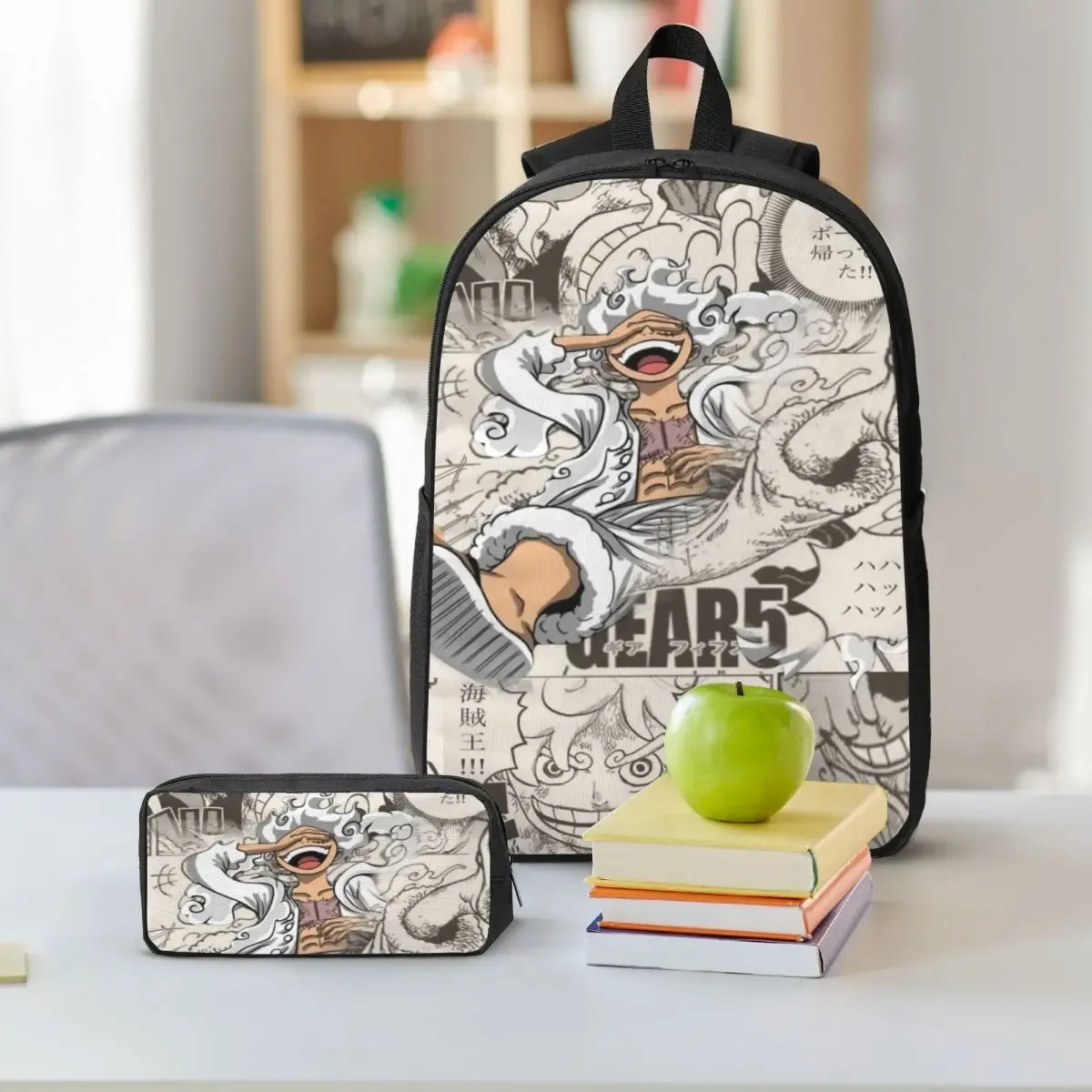 ensemble de 3 sacs à dos luffy one piece pour enfants, avec trousse à crayons, sac à livres et boîte à lunch pour les élèves.