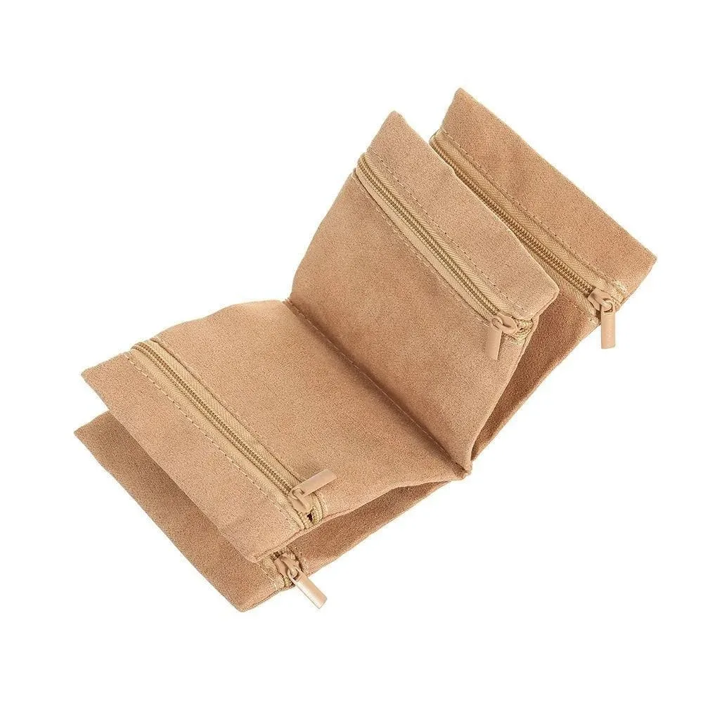 sac de rangement de bijoux, 3 pièces, étui de voyage compact pour bijoux, pochette à fermeture éclair, organisateur résistant aux rayures pour colliers, bagues, boucles d'oreilles