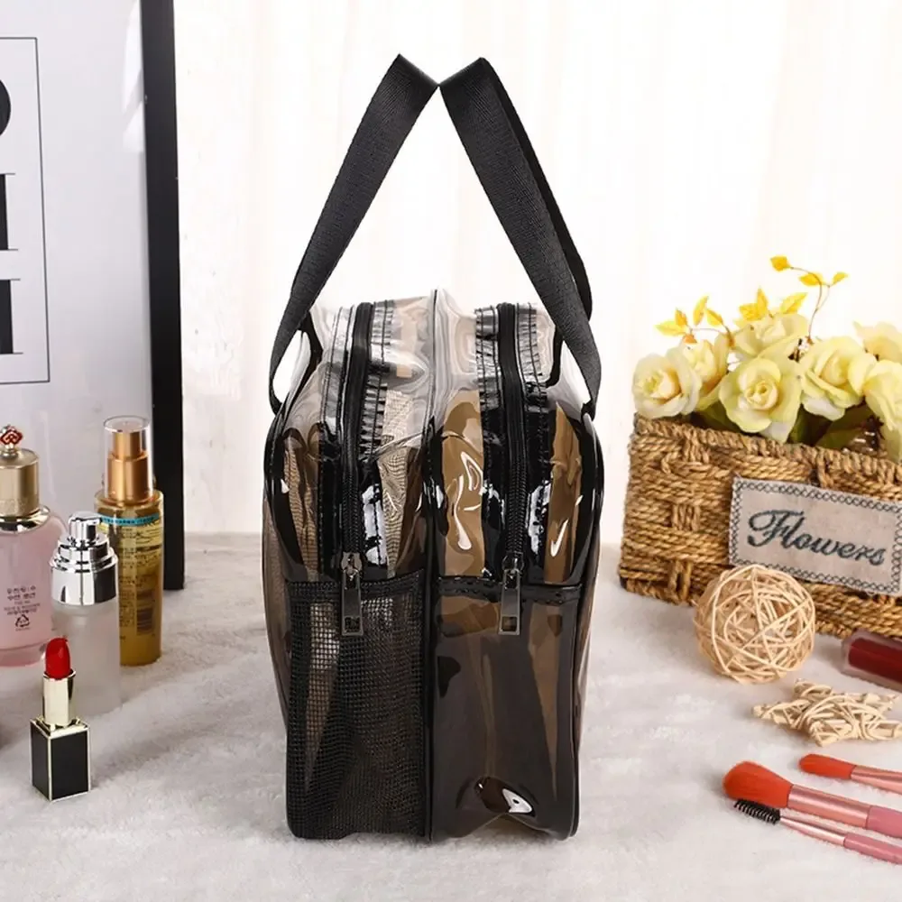 sac cosmétique transparent multifonction en pvc, grande capacité, sac de maquillage avec séparation sec/humide, sac de toilette de voyage imperméable