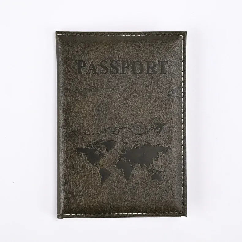 porte-passeport en pu pour femmes, motif de carte, couverture de passeport, portefeuille de voyage, clip pour billet de vol, porte-carte d'identité, accessoires de voyage