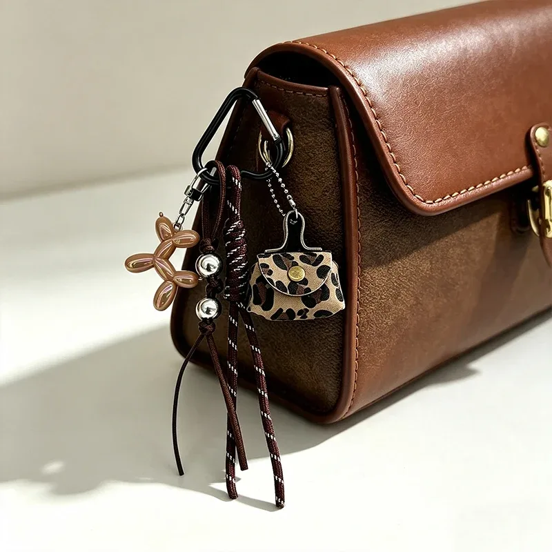 mini sac tendance imprimé léopard, porte-clés, accessoires pour sac à main et sac à dos, motif chien ballon